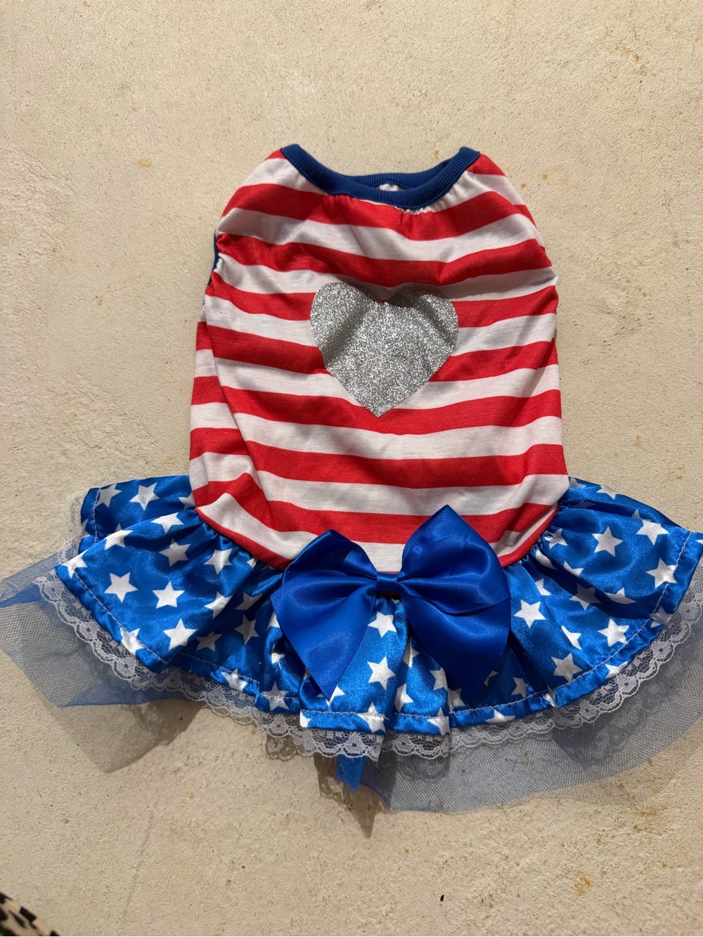 Patriotic Red White and Blue Star Tutu outfit for dog
